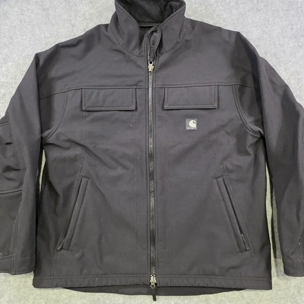 Carhartt Jacket Mens Large‎ Black Softshell Traditional Windbreaker Zip J176 BLK